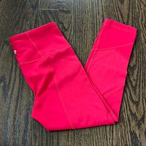 Lululemon Wunder Train high-rise crop leggings with pockets 23" in red